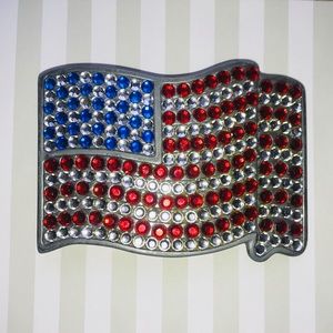 Vintage GAP bedazzled American flag belt buckle